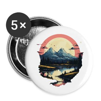 Paysage - Lot de 5 grands badges (56 mm) - blanc - Devant