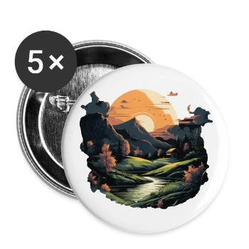 Landscape - Buttons large 2.2''/56 mm (5-pack) - white - Front