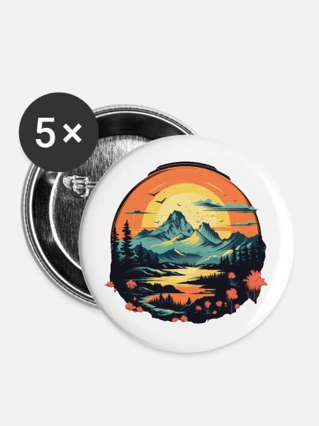 Landschaft - Buttons groß 56 mm (5er Pack) - Weiß