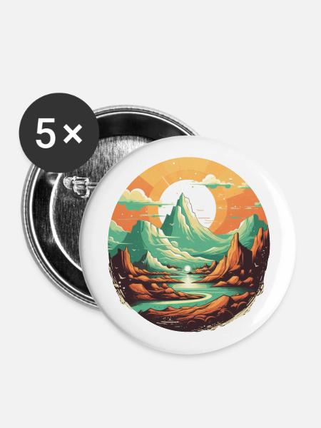Landschaft - Buttons groß 56 mm (5er Pack) - Weiß
