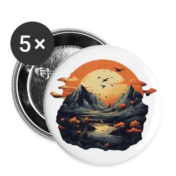 Paysage - Lot de 5 grands badges (56 mm) - blanc - Devant
