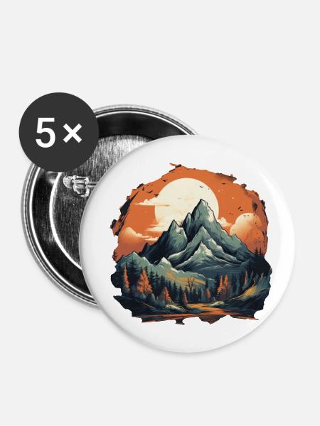 Landschaft - Buttons groß 56 mm (5er Pack) - Weiß