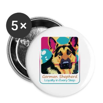 Fidèle chien de berger allemand - Lot de 5 grands badges (56 mm) - blanc - Devant