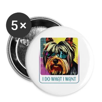 Stubborn Yorkie - Buttons large 2.2''/56 mm (5-pack) - white - Front