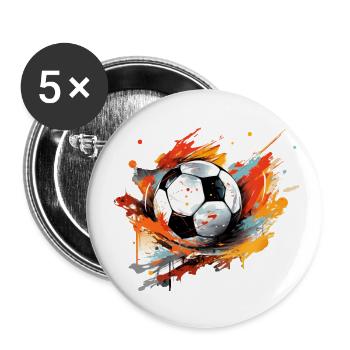 Fußball Ball - Buttons groß 56 mm (5er Pack) - Weiß - Vorne