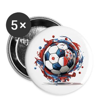 Fußball Ball - Buttons groß 56 mm (5er Pack) - Weiß - Vorne
