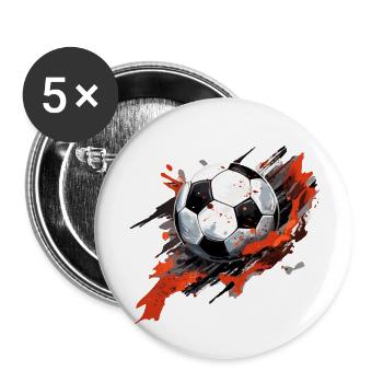 Fußball Ball - Buttons groß 56 mm (5er Pack) - Weiß - Vorne