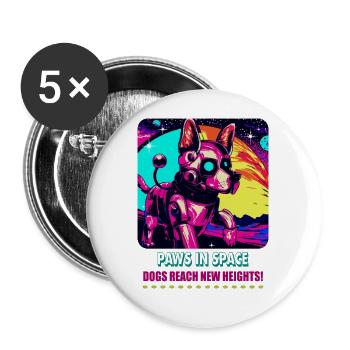 RoboVolt-Stil: Roboterhund - Buttons groß 56 mm (5er Pack) - Weiß - Vorne