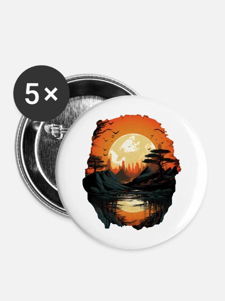 Landschaft - Buttons groß 56 mm (5er Pack) - Weiß
