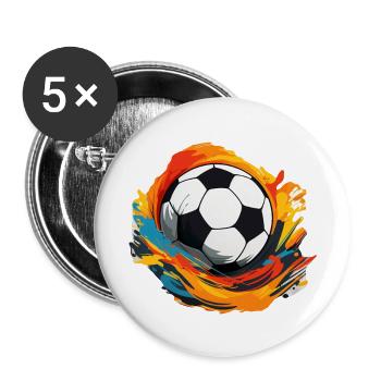 Fußball Ball - Buttons groß 56 mm (5er Pack) - Weiß - Vorne