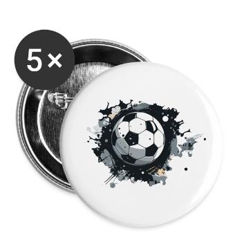 Fußball Ball - Buttons groß 56 mm (5er Pack) - Weiß - Vorne