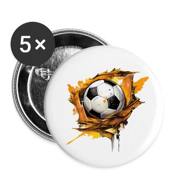Fußball Ball - Buttons groß 56 mm (5er Pack) - Weiß - Vorne