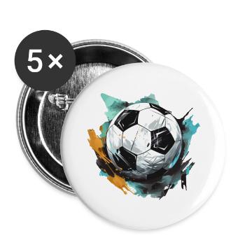 Fußball Ball - Buttons groß 56 mm (5er Pack) - Weiß - Vorne