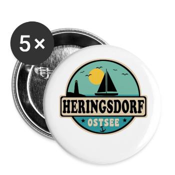 Heringsdorf - Buttons groß 56 mm (5er Pack) - Weiß - Vorne