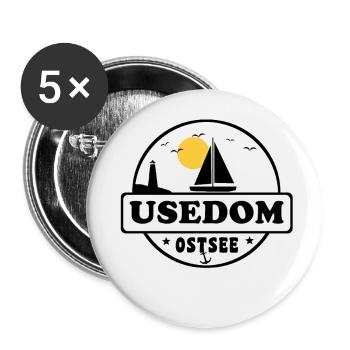 Usedom - Buttons groß 56 mm (5er Pack) - Weiß - Vorne