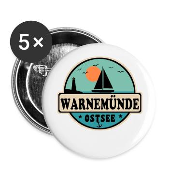 Warnemünde - Buttons groß 56 mm (5er Pack) - Weiß - Vorne