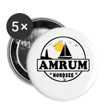 Ostsee Segelboot Leuchtturm Amrum - Buttons groß 56 mm (5er Pack) - Weiß - Vorne