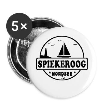 Nordsee Segelboot Leuchtturm Spiekeroog - Buttons groß 56 mm (5er Pack) - Weiß - Vorne