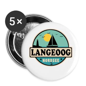Ostsee Segelboot Leuchtturm Langeoog - Buttons groß 56 mm (5er Pack) - Weiß - Vorne