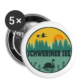 Schweriner See - Buttons groß 56 mm (5er Pack) - Weiß - Vorne