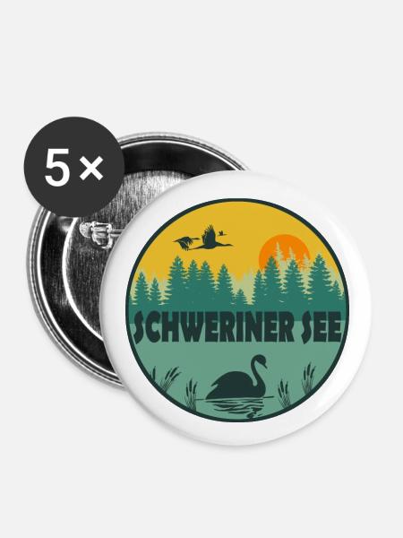 Schweriner See - Buttons groß 56 mm (5er Pack) - Weiß