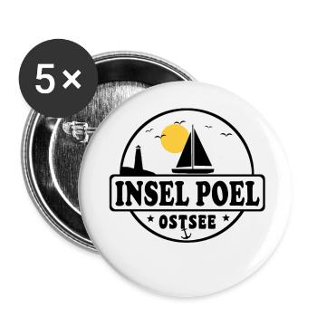 Insel Poel Ostsee Segelboot Leuchtturm - Buttons groß 56 mm (5er Pack) - Weiß - Vorne