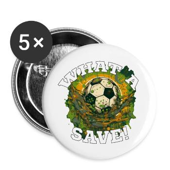 Balle de football - Quelle sauvegarde! - Lot de 5 grands badges (56 mm) - blanc - Devant