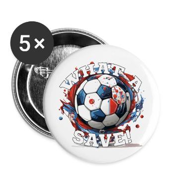 Balle de football - Quelle sauvegarde! - Lot de 5 grands badges (56 mm) - blanc - Devant