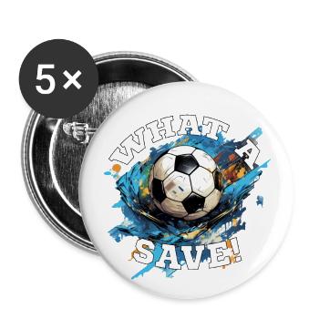 Balle de football - Quelle sauvegarde! - Lot de 5 grands badges (56 mm) - blanc - Devant