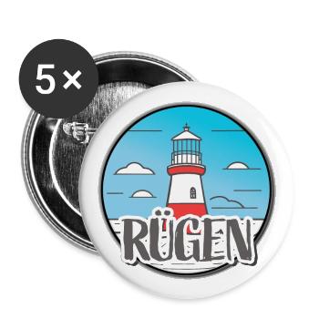 Maritim - Leuchtturm Rügen - Buttons groß 56 mm (5er Pack) - Weiß - Vorne