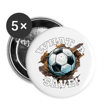Balle de football - Quelle sauvegarde! - Lot de 5 grands badges (56 mm) - blanc - Devant