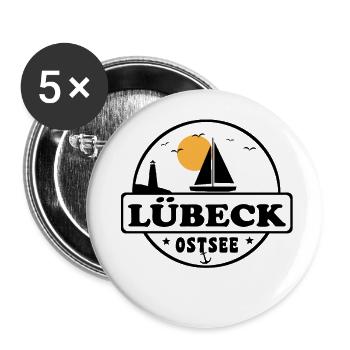 Lübeck - Buttons groß 56 mm (5er Pack) - Weiß - Vorne