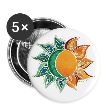 Sonne&Mond - Buttons groß 56 mm (5er Pack) - Weiß - Vorne