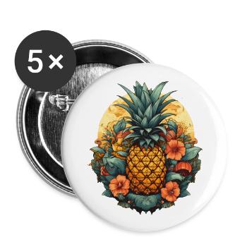 Ananas - Buttons groß 56 mm (5er Pack) - Weiß - Vorne