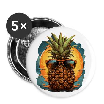 Ananas - Buttons groß 56 mm (5er Pack) - Weiß - Vorne