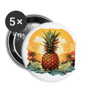 Ananas - Buttons groß 56 mm (5er Pack) - Weiß - Vorne