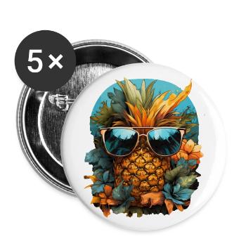 Ananas - Buttons groß 56 mm (5er Pack) - Weiß - Vorne