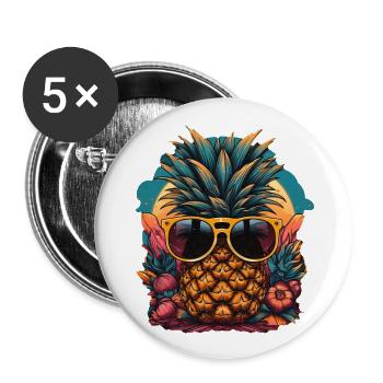 Ananas - Buttons groß 56 mm (5er Pack) - Weiß - Vorne