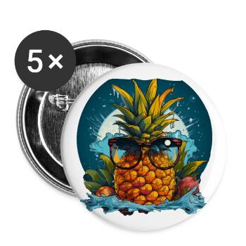 Ananas - Buttons groß 56 mm (5er Pack) - Weiß - Vorne