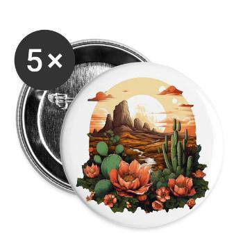 Kaktus - Buttons groß 56 mm (5er Pack) - Weiß - Vorne