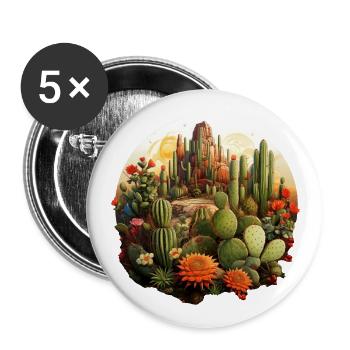 Kaktus - Buttons groß 56 mm (5er Pack) - Weiß - Vorne