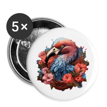 Flamingo - Buttons groß 56 mm (5er Pack) - Weiß - Vorne