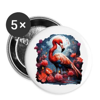 Flamingo - Buttons groß 56 mm (5er Pack) - Weiß - Vorne