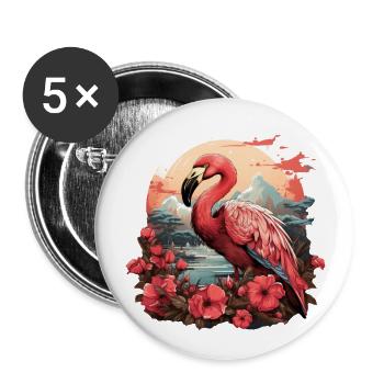 Flamant - Lot de 5 grands badges (56 mm) - blanc - Devant