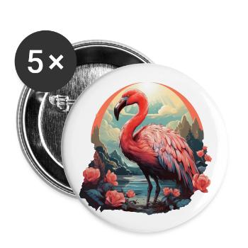 Flamingo - Buttons groß 56 mm (5er Pack) - Weiß - Vorne