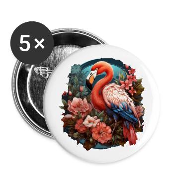 Flamingo - Buttons groß 56 mm (5er Pack) - Weiß - Vorne