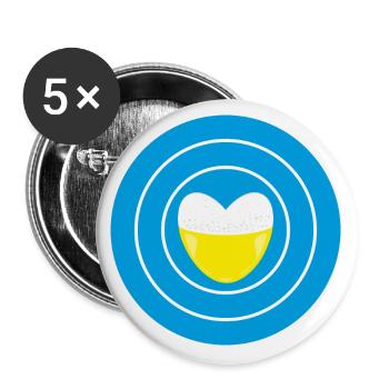 Trachtenmotiv Herz mit Bier. - Buttons groß 56 mm (5er Pack) - Weiß - Vorne