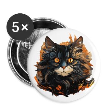 Katze - Buttons groß 56 mm (5er Pack) - Weiß - Vorne