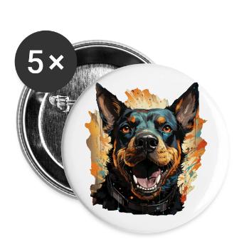 Dog - Buttons large 2.2''/56 mm (5-pack) - white - Front