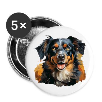 Dog - Buttons large 2.2''/56 mm (5-pack) - white - Front
